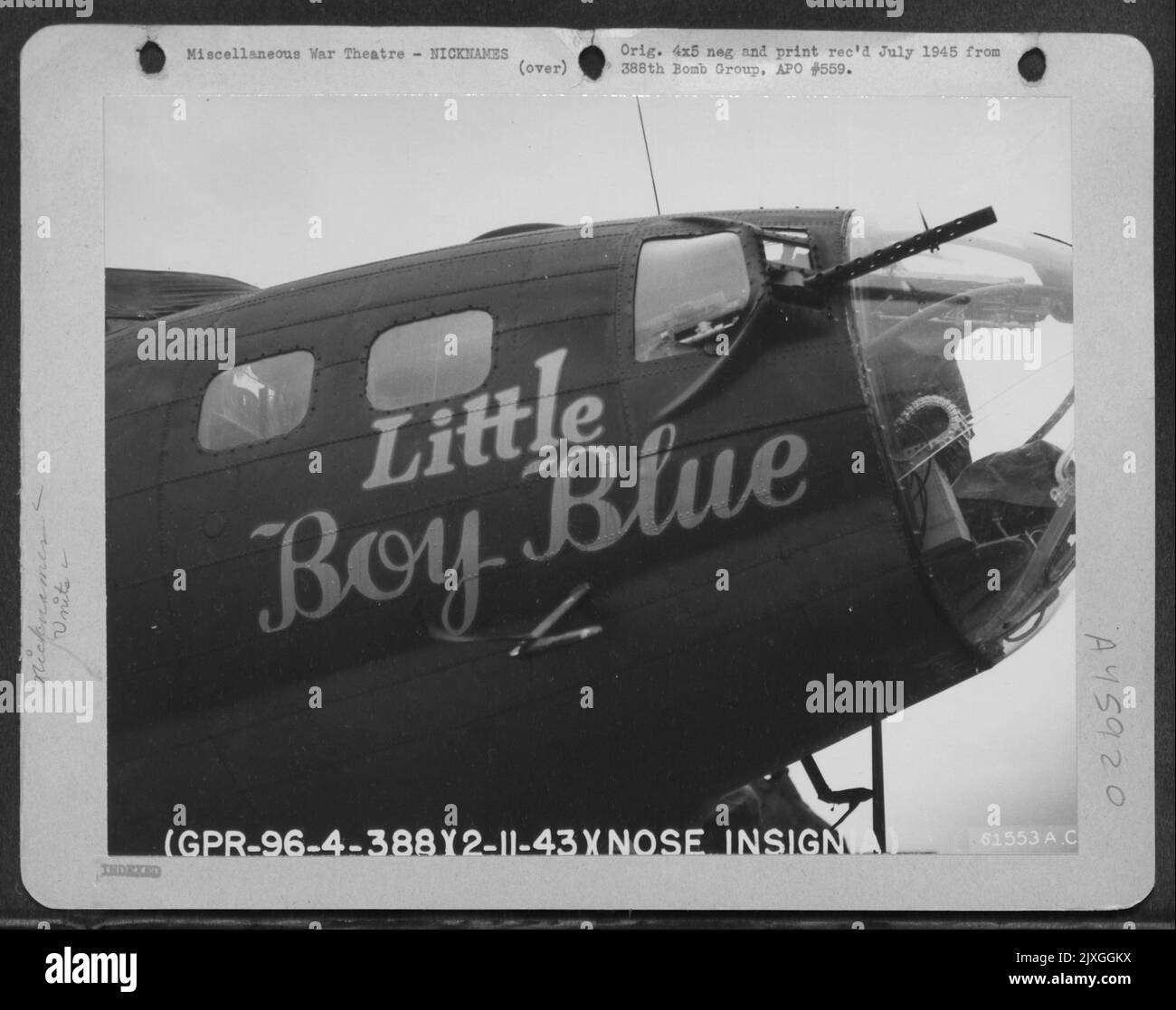 The Boeing B17 "Flying Fortress", 'Little Boy Blue' Of The 388Th Bomb