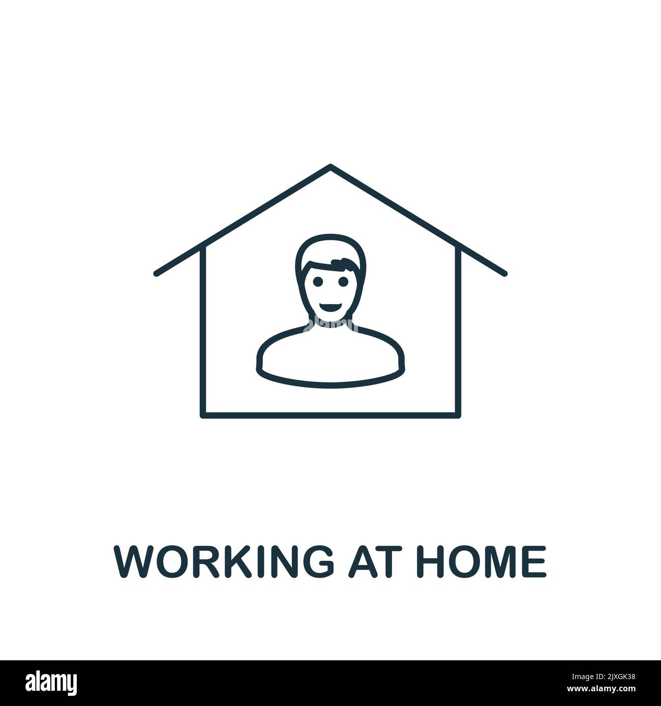 Working At Home icon. Simple element from new normality collection. Filled monochrome Working At Home icon for templates, infographics and banners Stock Vector