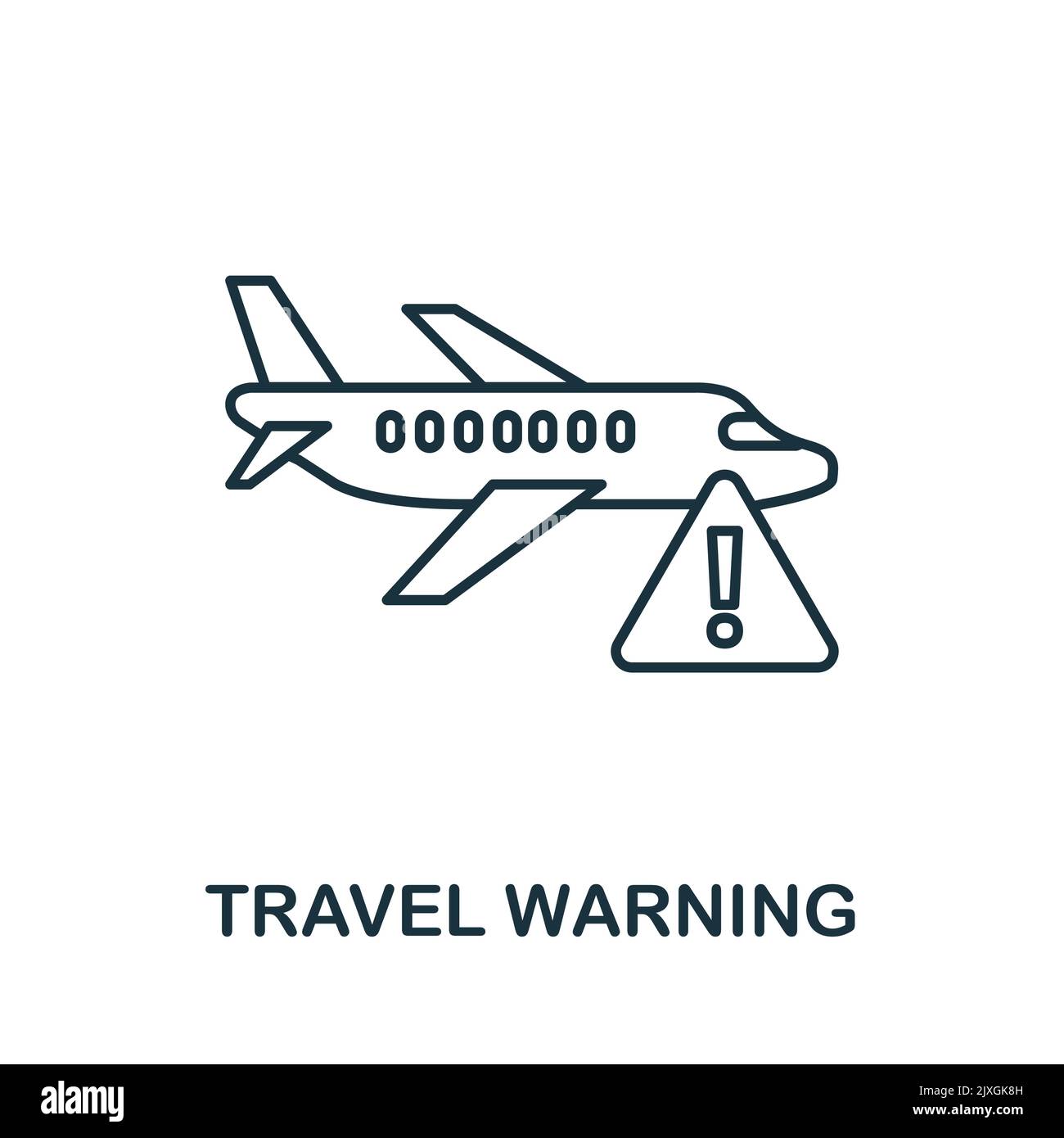 Travel Warning icon. Simple element from new normality collection. Filled monochrome Travel Warning icon for templates, infographics and banners Stock Vector