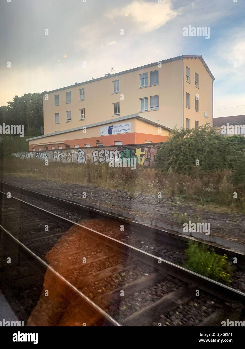 Travelling by train, between Lyon and Vichy, Allier, AURA Region, Central  France Stock Photo - Alamy