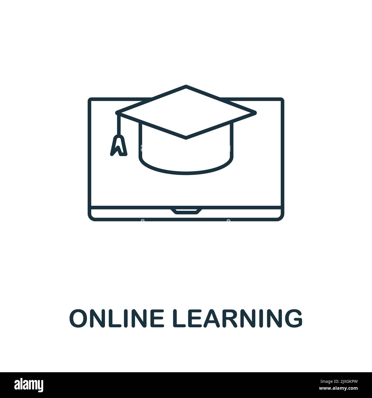 Online Learning icon. Simple element from new normality collection. Filled monochrome Online Learning icon for templates, infographics and banners Stock Vector