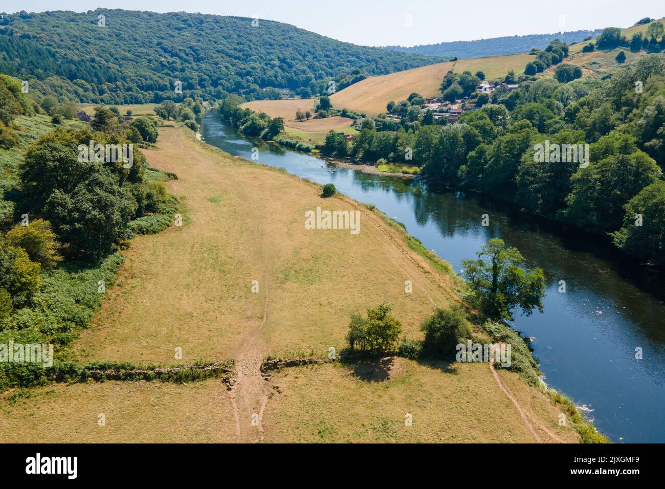 Welsh Rivers From Aerial Aerial view of River Wye in Monmouthshire- Wales UK Stock Photo - Alamy