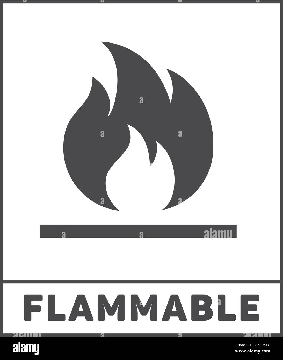 Flammable sticker. Black fire sign. Danger symbol Stock Vector