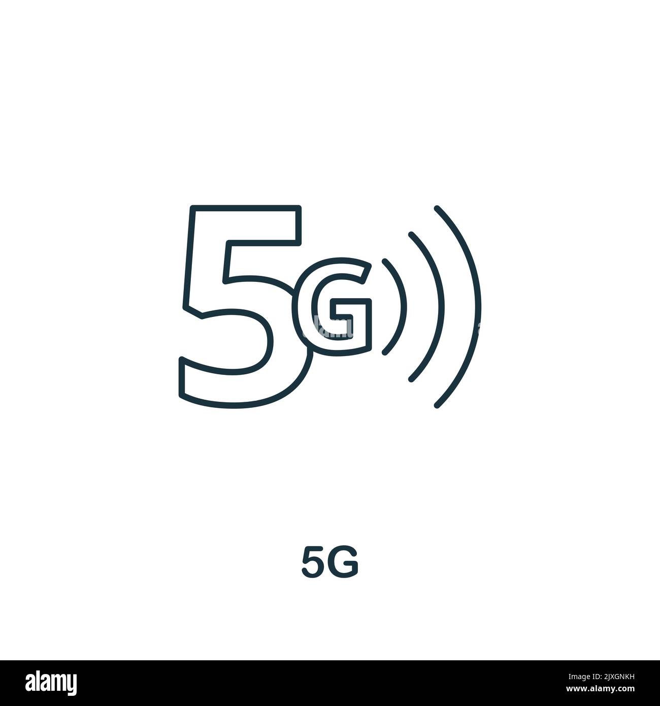 5G icon. Simple element from technology collection. Line 5G icon for templates, infographics and banners Stock Vector