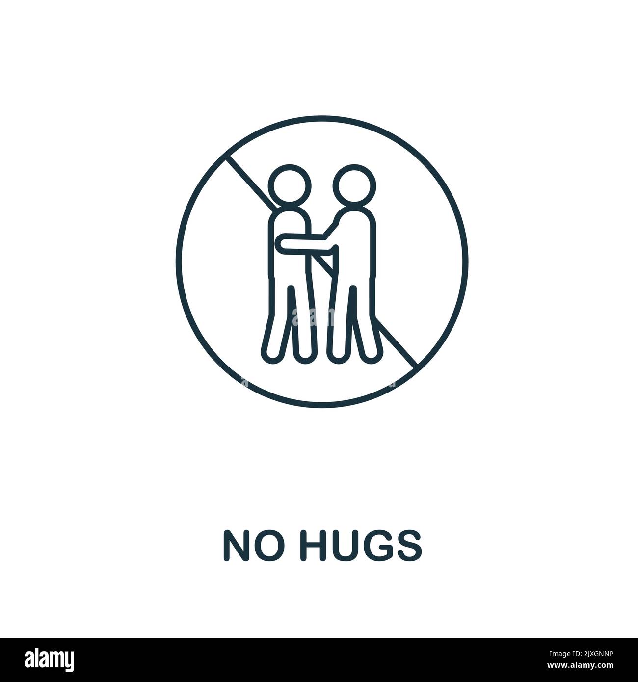 No Hugs icon. Simple element from new normality collection. Filled monochrome No Hugs icon for templates, infographics and banners Stock Vector