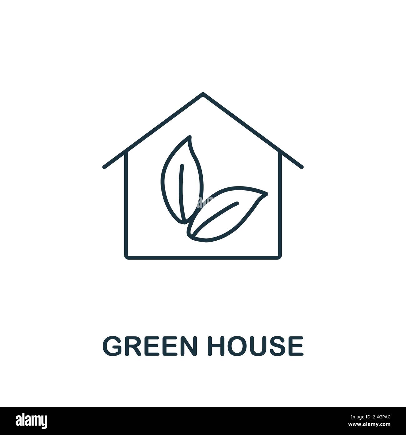 Green House icon. Simple element from technology collection. Line Green House icon for templates, infographics and banners Stock Vector