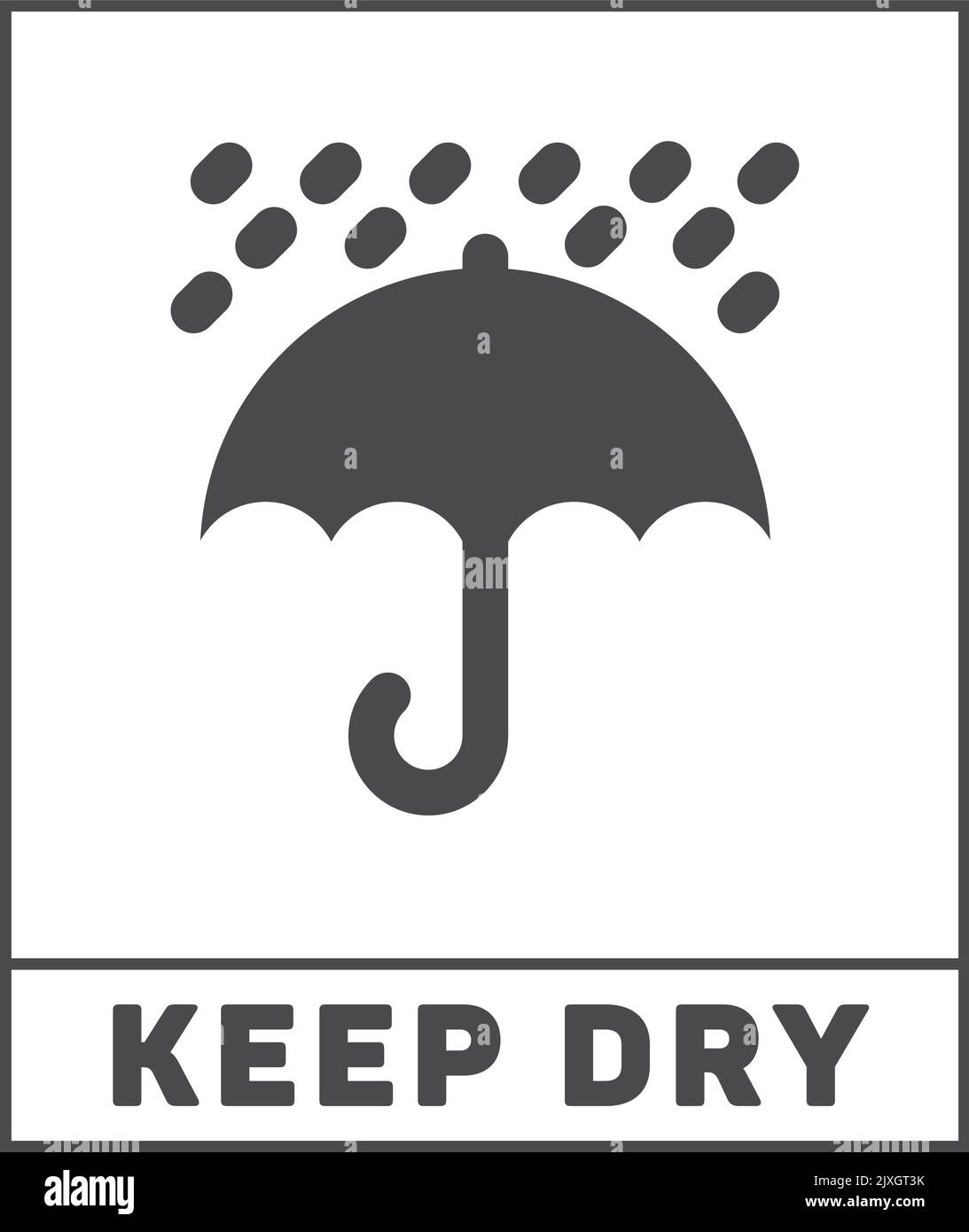 Keep dry sticker. Parcel sign with black umbrella Stock Vector