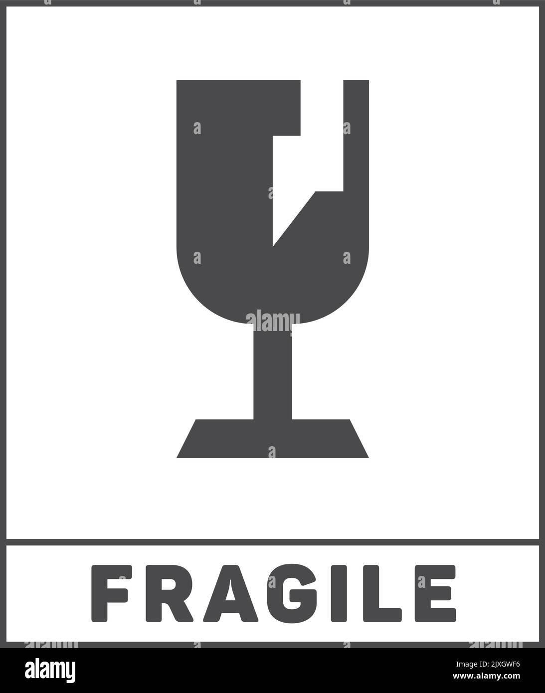 Fragile sign. Delivery shipping symbol. Broken glass Stock Vector