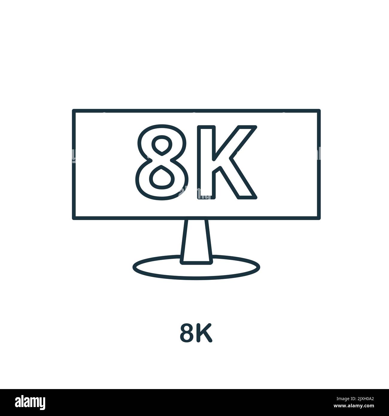8K icon. Simple element from technology collection. Line 8K icon for templates, infographics and banners Stock Vector