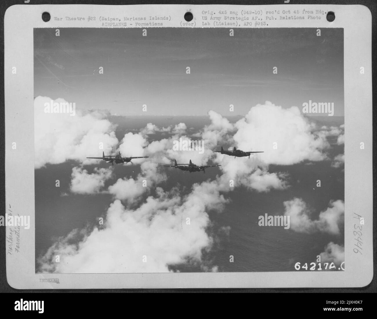 Northrop P-61 'Black Widows' In Flight. Saipan, Mariansa Islands, January 1945. Stock Photo
