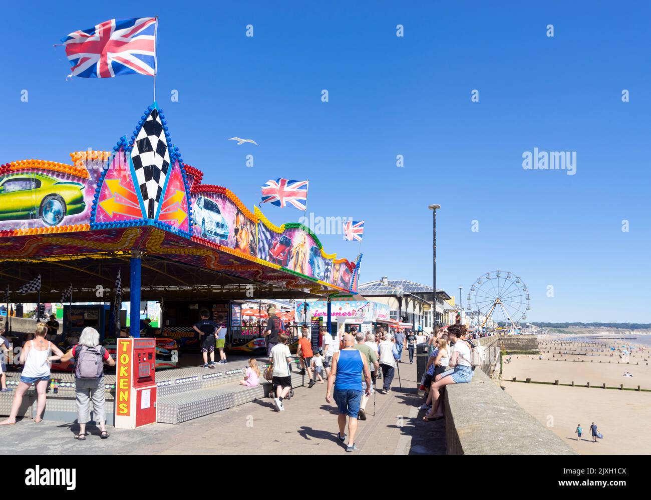 Bridlington Dodgems fairground ride in the funfair on seafront promenade Bridlington North beach East Riding of Yorkshire England UK GB Europe Stock Photo