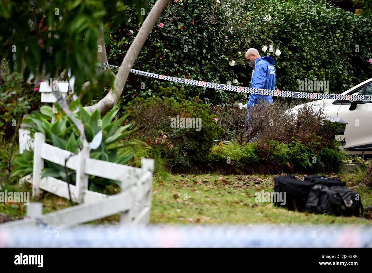 NSW police are seen at a crime scene in Carlingford, Sydney, Friday, June 8, 2018. A 36yearold