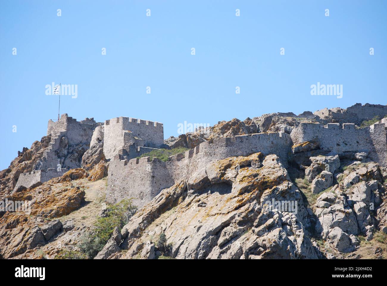 Myrina castle, Lemnos island, Aegean, Greece Stock Photo