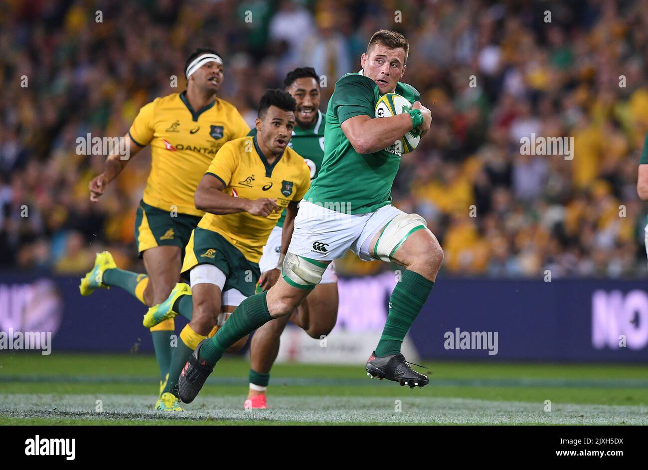 C J Stander of Ireland breaks the line during the First Test between ...