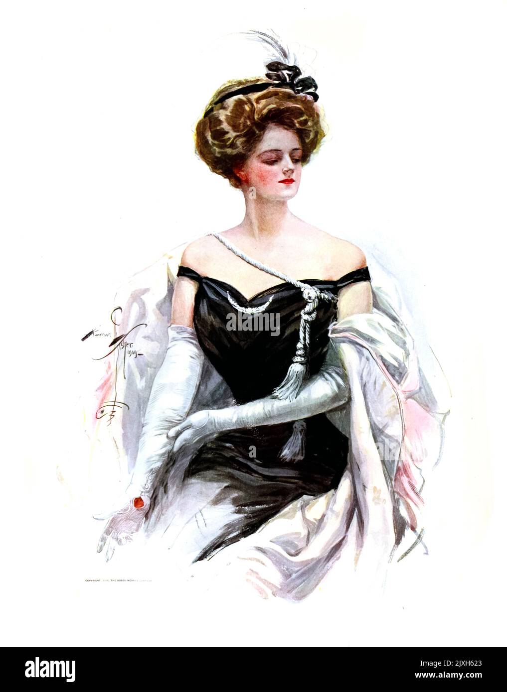 Fashionable Lady (Frontispiece) from the book '  American beauties ' by Harrison Fisher, 1875-1934 Publisher Indianapolis, The Bobbs Merrill company 1909 Stock Photo