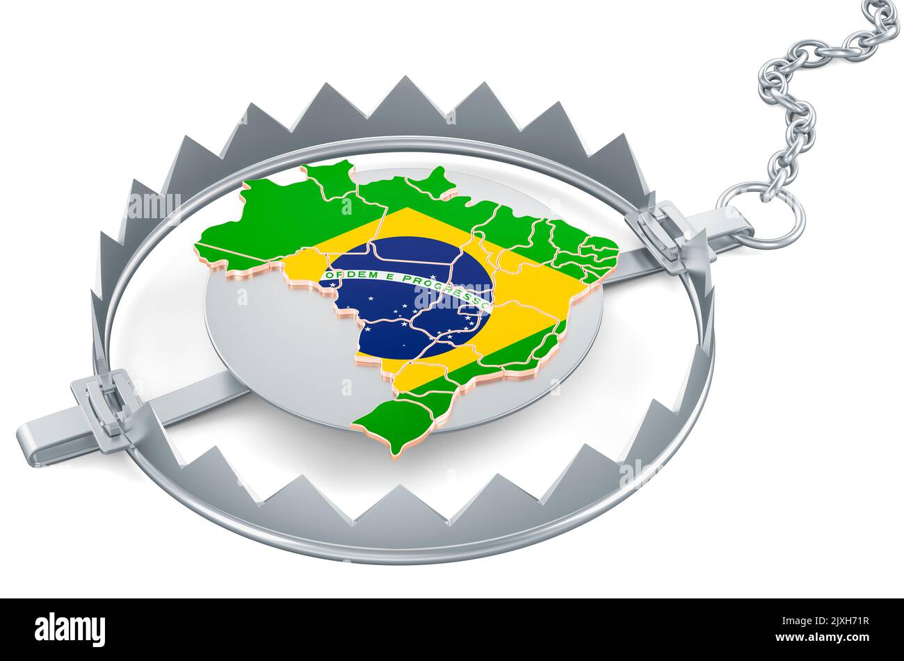 Brazil inside bear trap, 3D rendering isolated on white background ...