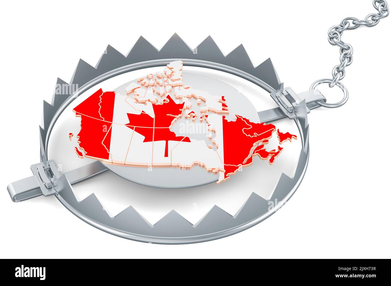Canada inside bear trap, 3D rendering isolated on white background ...