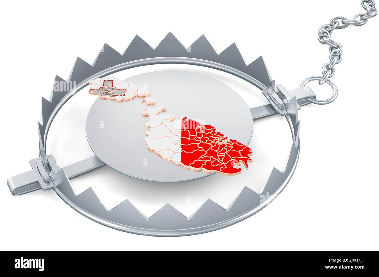 Malta inside bear trap, 3D rendering isolated on white background Stock ...