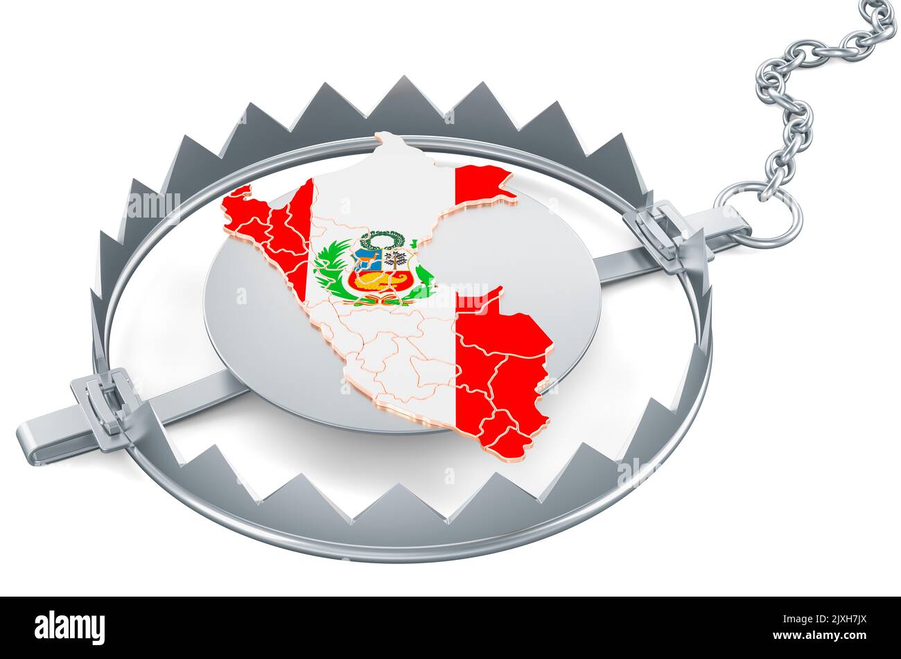 Peru inside bear trap, 3D rendering isolated on white background Stock ...