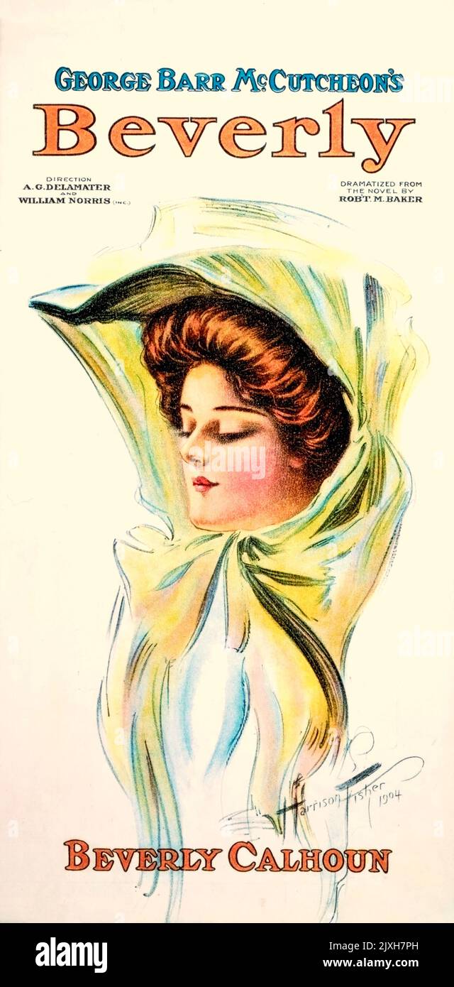 movie Poster from the book ' Beverly of Graustark ' by George Barr McCutcheon, 1866-1928 With illus. by Harrison Fisher Publisher New York Dodd, Mead 1904 A Romantic Comedy also filmed in 1926 directed by Sidney Franklin and starring Marion Davies, Antonio Moreno, and Creighton Hale Stock Photo