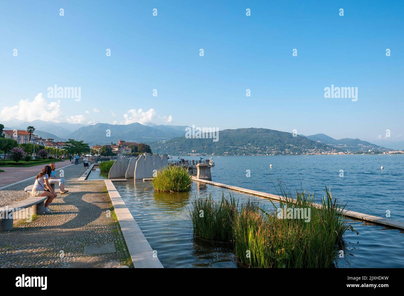 Promenade of Lake Maggiore, Baveno, Piedmont, Italy, Europe Stock Photo