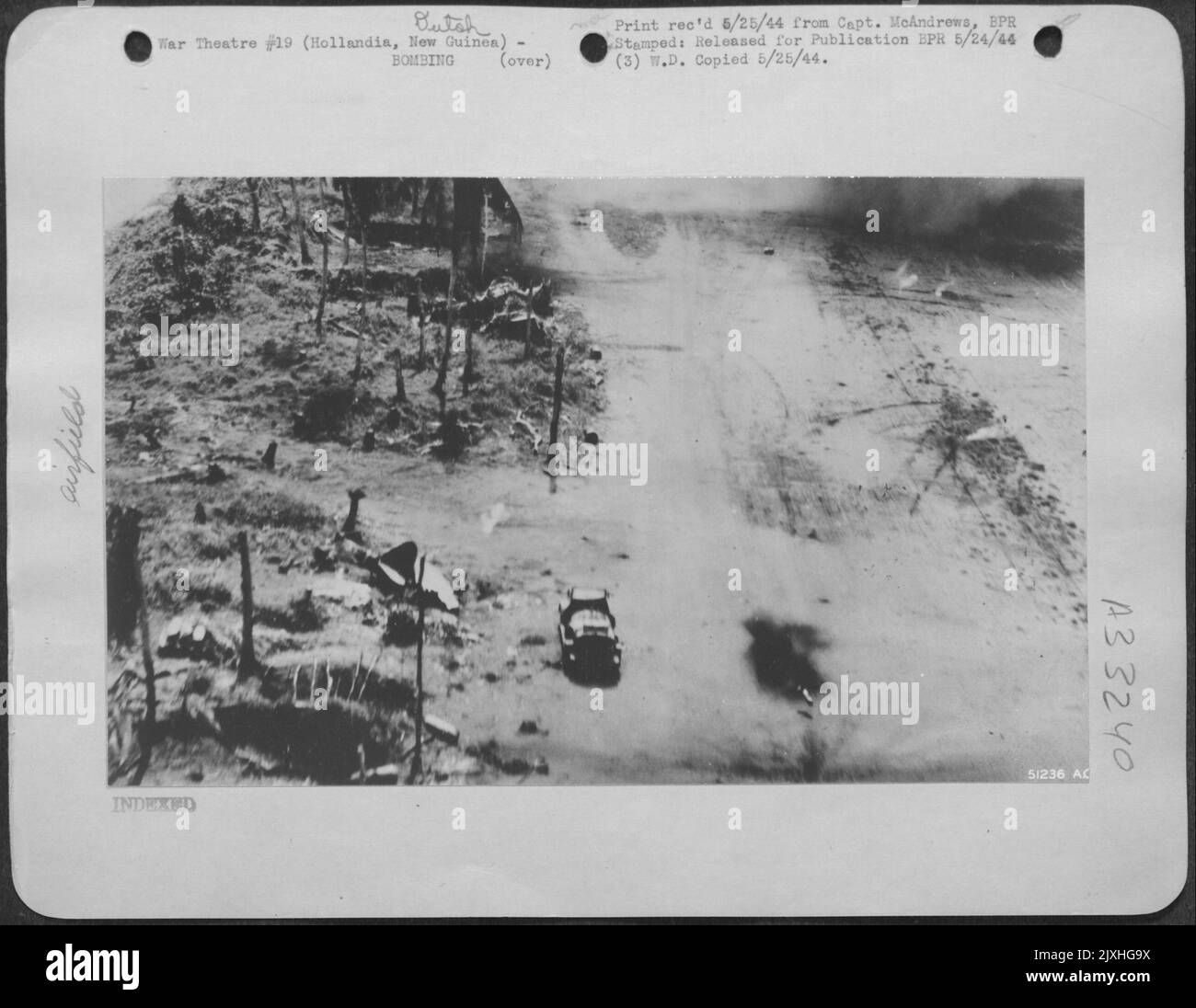 Bombing of airdrome at Hollandia, New Guinea Stock Photo Alamy