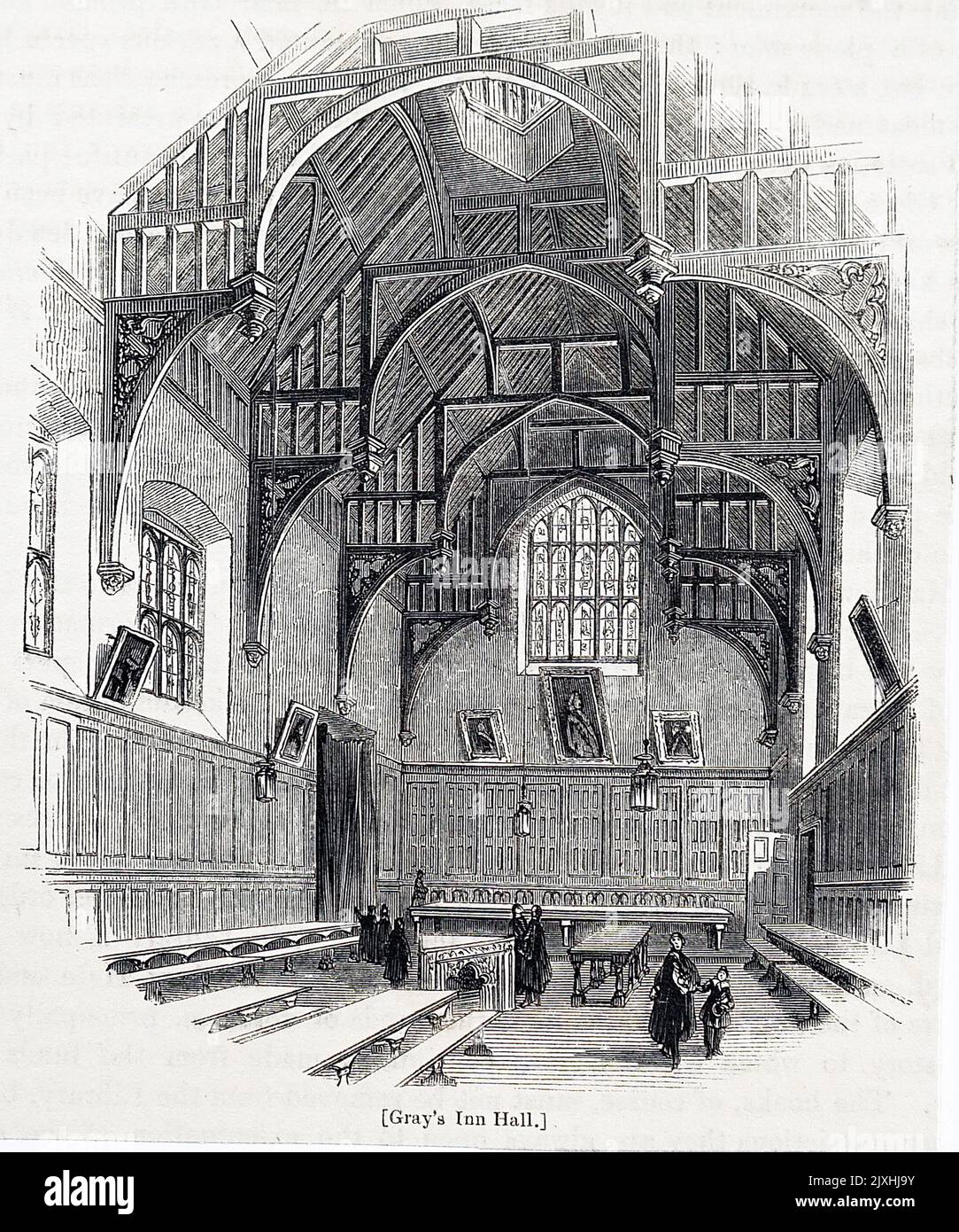 Engraving depicting the interior of the Middle Temple one of the inns Engraving depicting the interior of the Middle Temple one of the inns