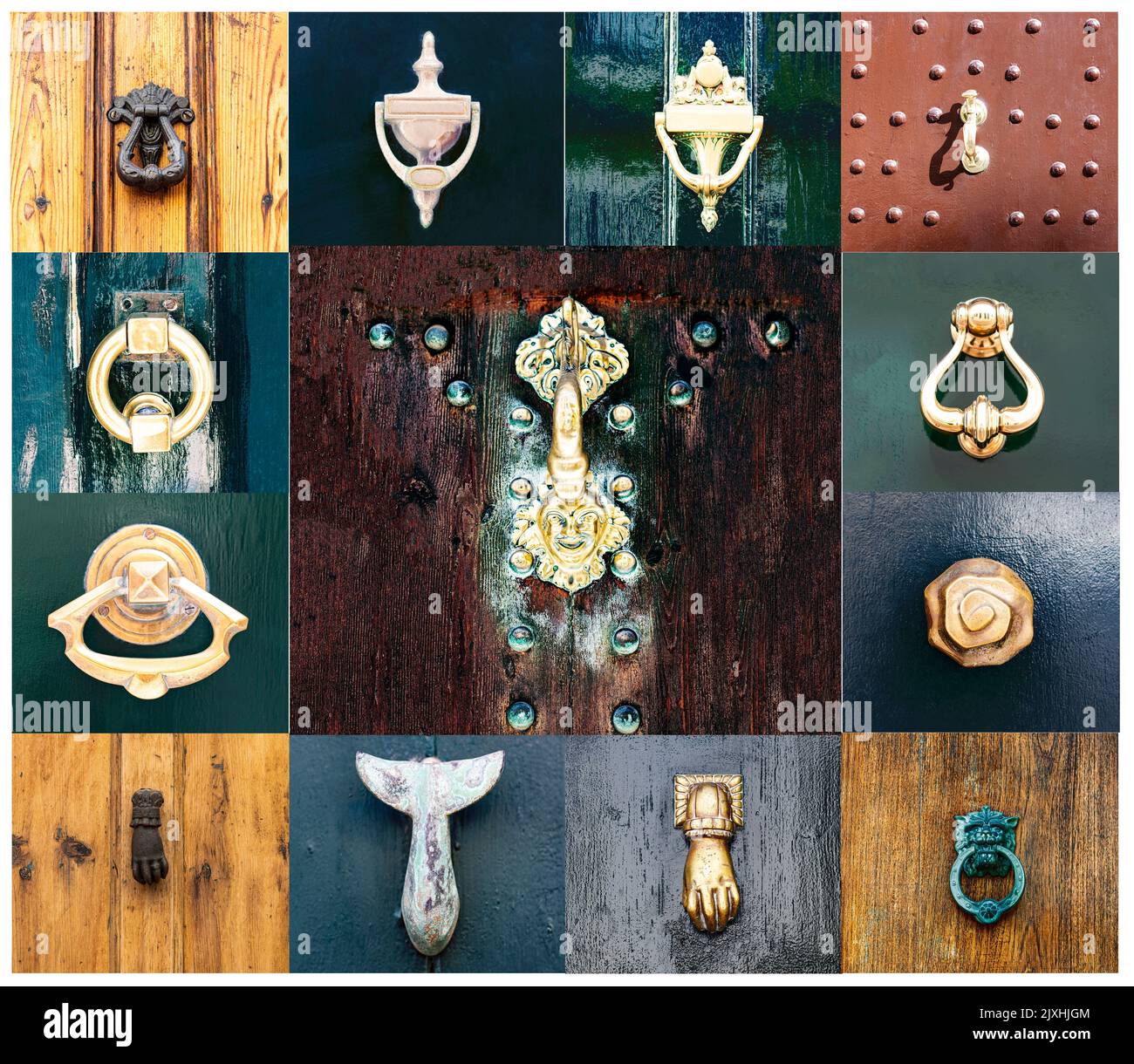 Collection of Various Golden and Bronze Old Fashioned Door Knockers ...