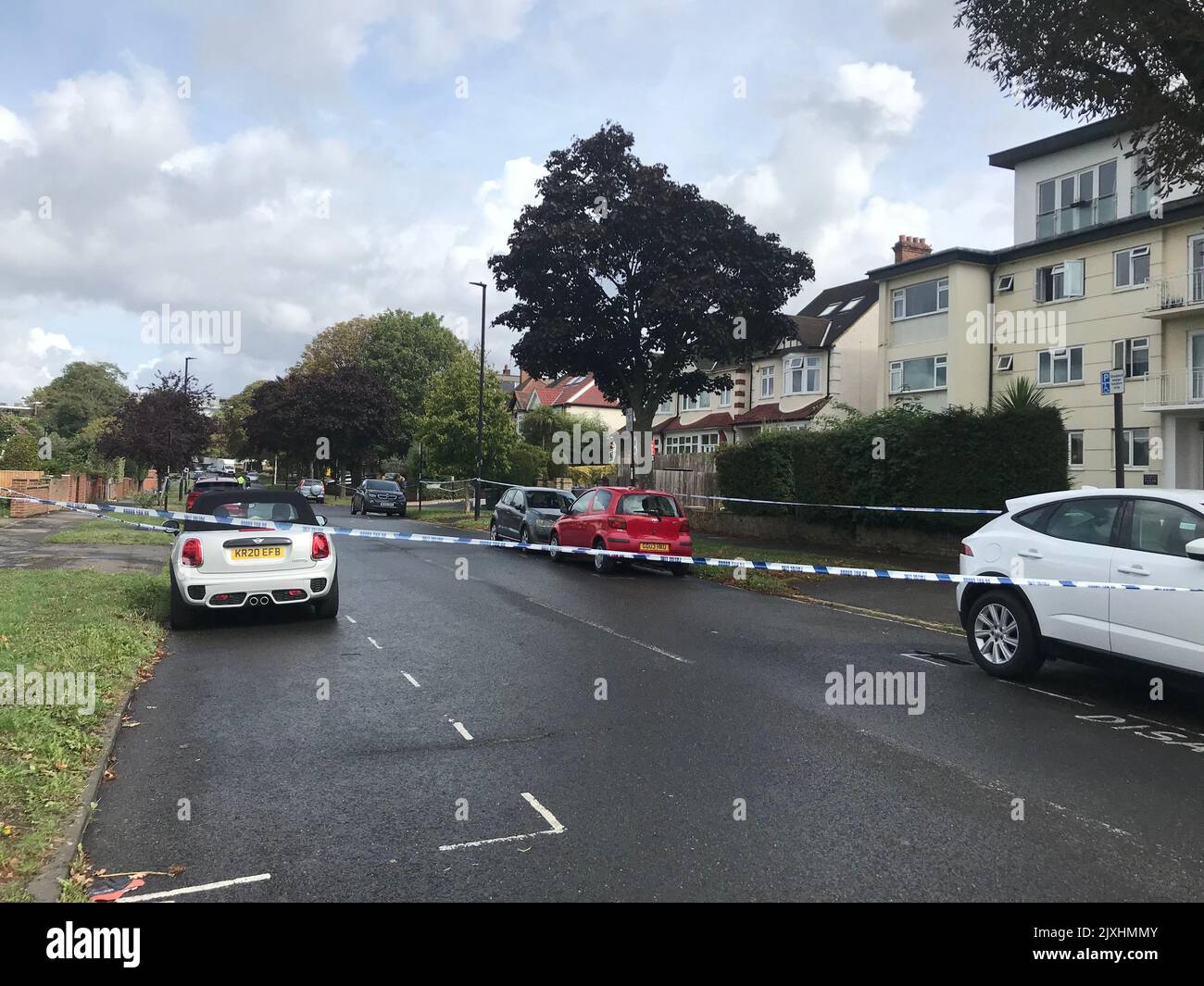 A police cordon remains at the scene in Kirkstall Gardens, Streatham