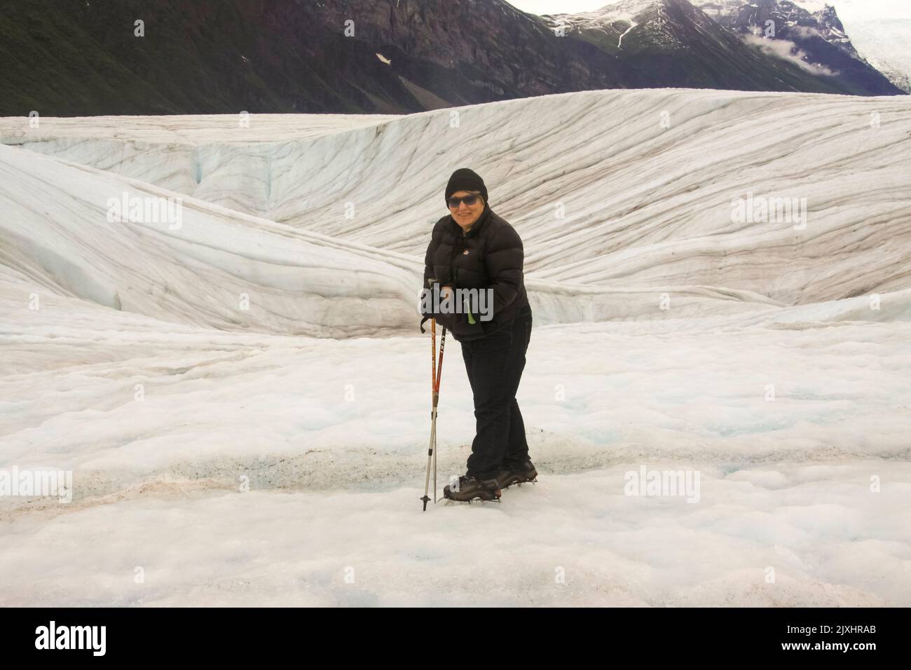 Walking on Ice at the Kennicott Glacier, Alaska Stock Photo