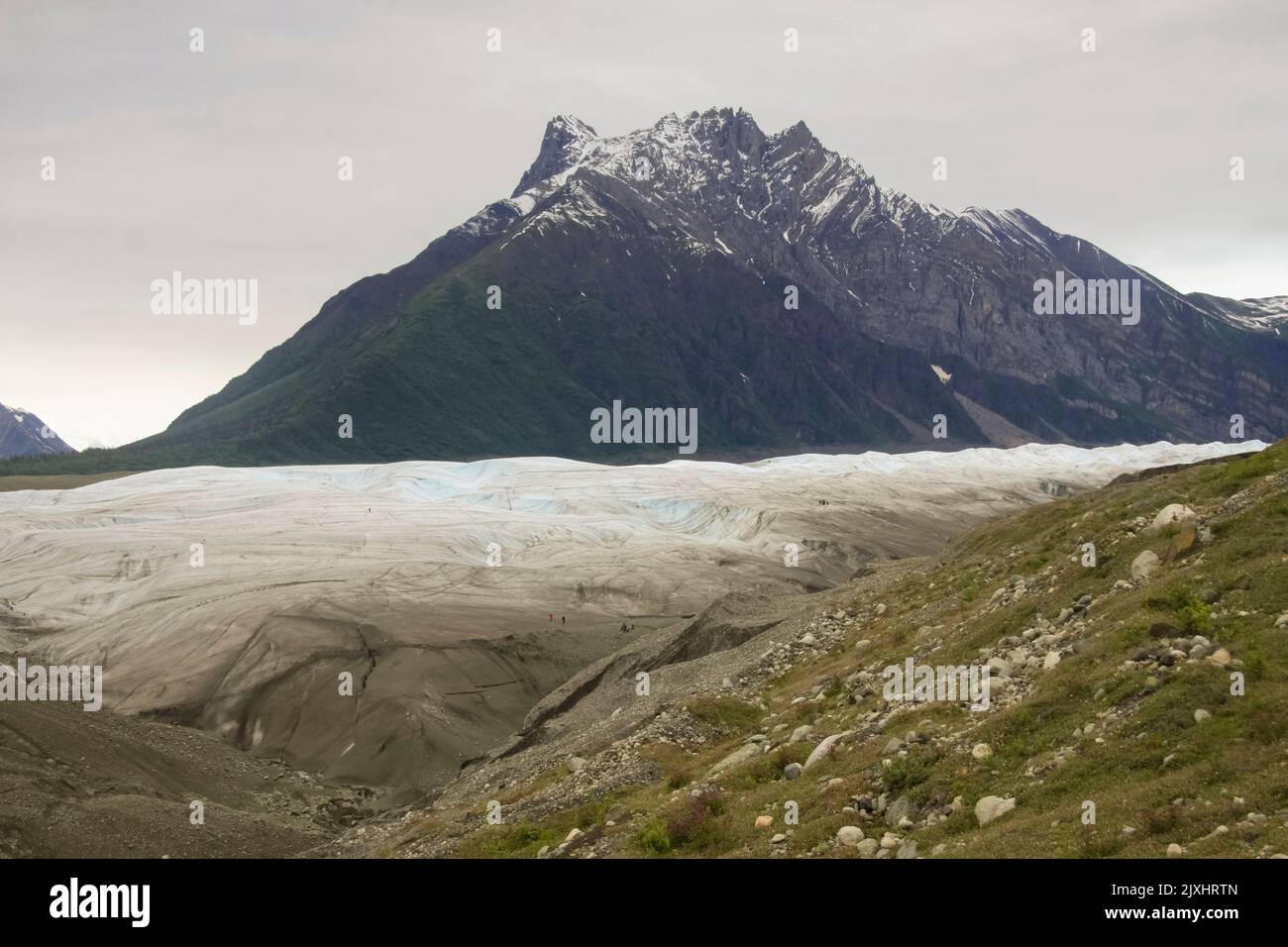 Walking on Ice at the Kennicott Glacier, Alaska Stock Photo