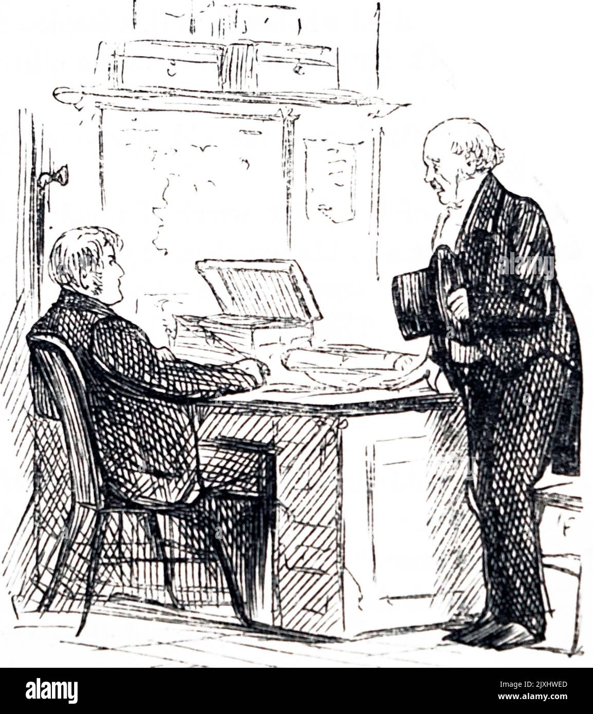 Illustration depicting a man visiting his lawyer in London. Dated 19th ...