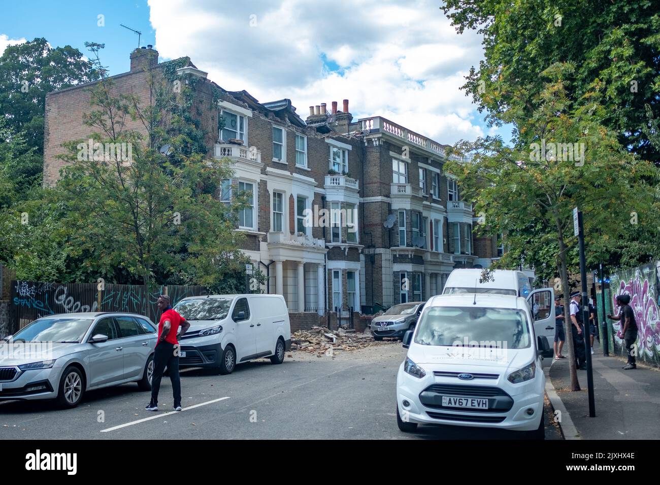 London- August 2022: Police attending an incident in Brixton, south west London Stock Photo