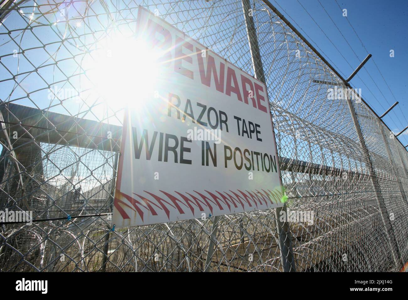 Razor wire. Prison stock at Borallon Correctional Centre Brisbane ...