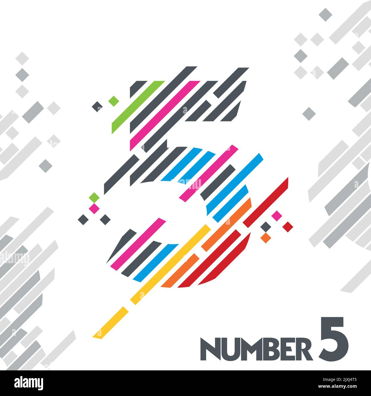  number 5 with unique designs of color stripes Stock Vector Image & Art ...