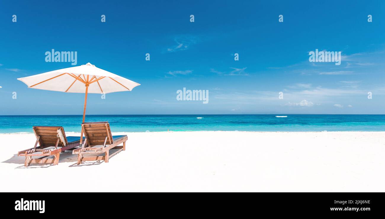 Deck chairs on beach in hi-res stock photography and images - Alamy