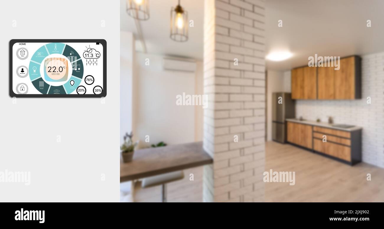 Internet of things , iot , smart home and network connect concept ...