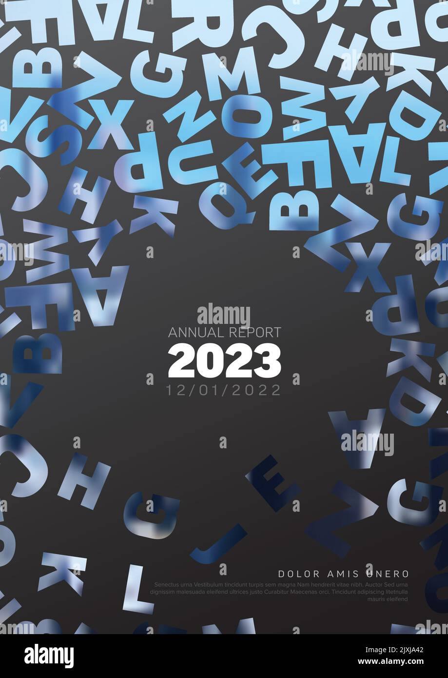 Reporting Lettering Vector abstract annual report cover template with sample text and ...