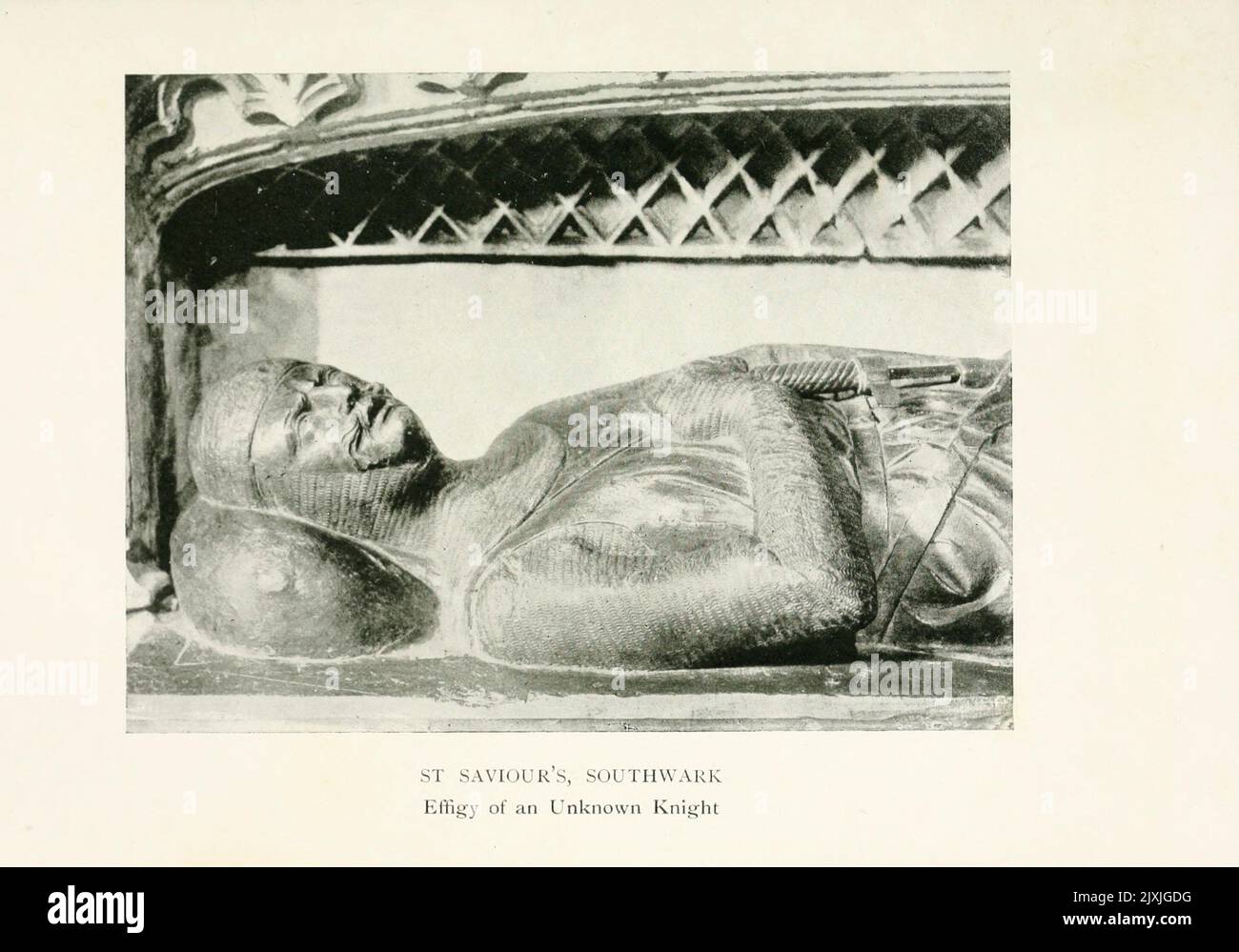 St Saviour's, Southwark — Effigy of an Unknown Knight from the book ' An historical guide to London ' by Taylor, George Robert Stirling Publication date 1911 Publisher London : J. M. Dent & sons, ltd.; New York, E. P. Dutton & co. Stock Photo