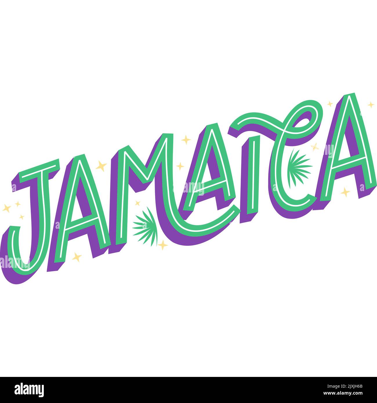 Colorful lettering caribbean location set Vector illustration. Stock Vector