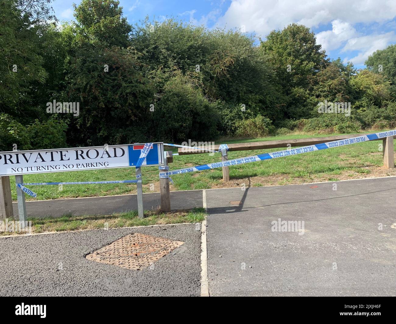 Police tape near to the scene in Field Edge Drive, Barrow upon Soar