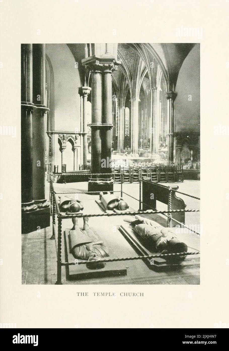 The Temple Church [The Temple Church is a Royal peculiar[2] church in the City of London located between Fleet Street and the River Thames, built by the Knights Templar as their English headquarters. It was consecrated on 10 February 1185 by Patriarch Heraclius of Jerusalem.] from the book ' An historical guide to London ' by Taylor, George Robert Stirling Publication date 1911 Publisher London : J. M. Dent & sons, ltd.; New York, E. P. Dutton & co. Stock Photo