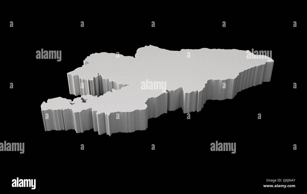 A 3D map of Kyrgyzstan isolated on black background Stock Photo - Alamy