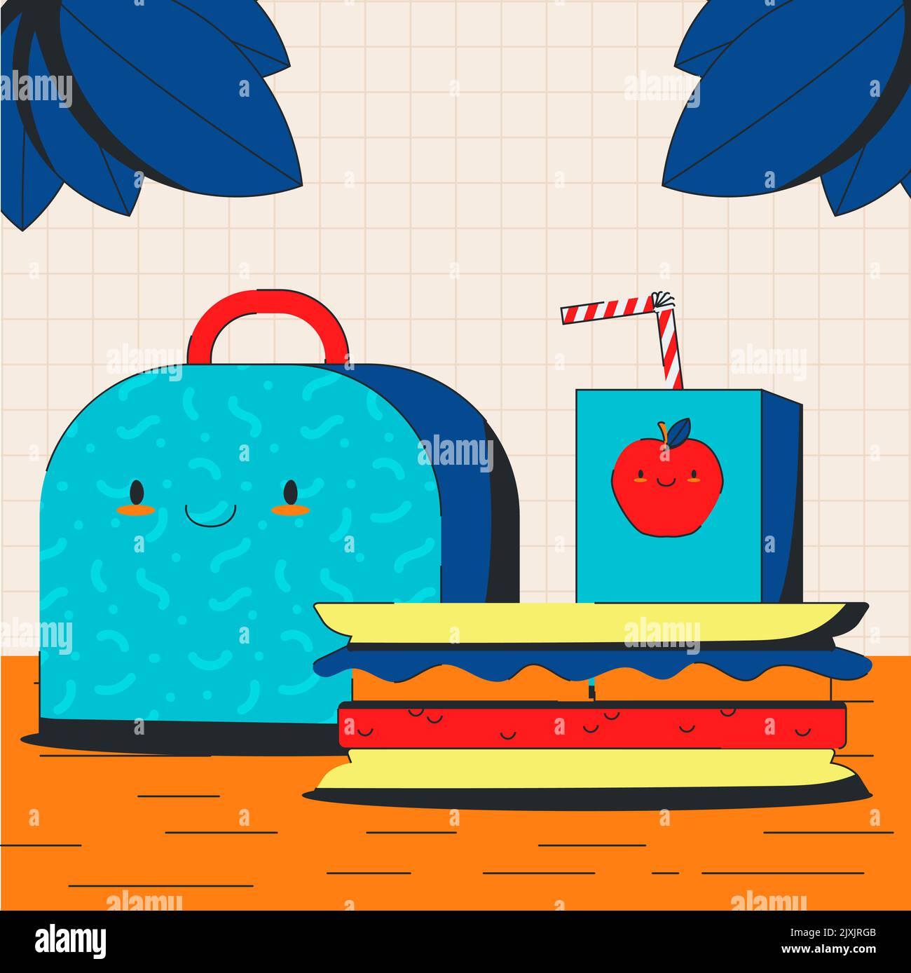 Flat back to school illustration with lunch Vector illustration Stock ...