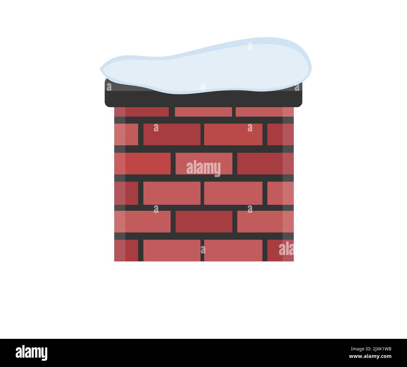 Chimney with snow logo design. Snow covered roof and chimney vector design and illustration. Stock Vector