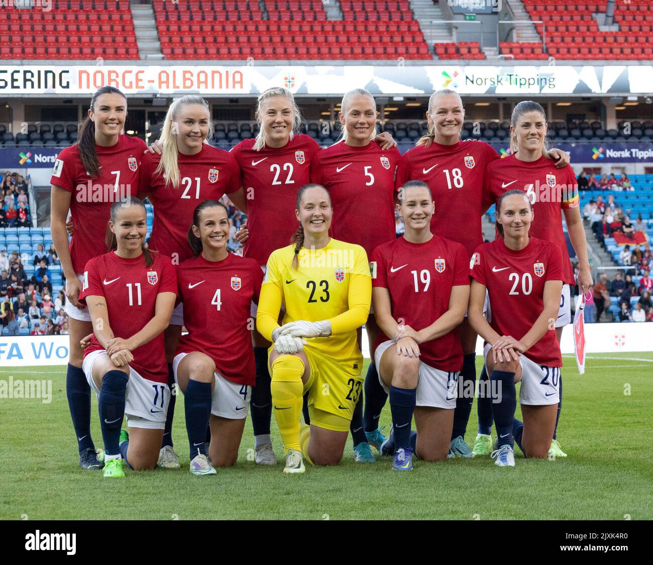 Oslo, Norway. 06th Sep, 2022. Oslo, Norway, September 6th 2022: Team photo of Norway before the World Cup Qualification game between Norway and Albania at Ullevaal Stadium in Oslo, Norway (Ane Frosaker/SPP) Credit: SPP Sport Press Photo. /Alamy Live News Stock Photo