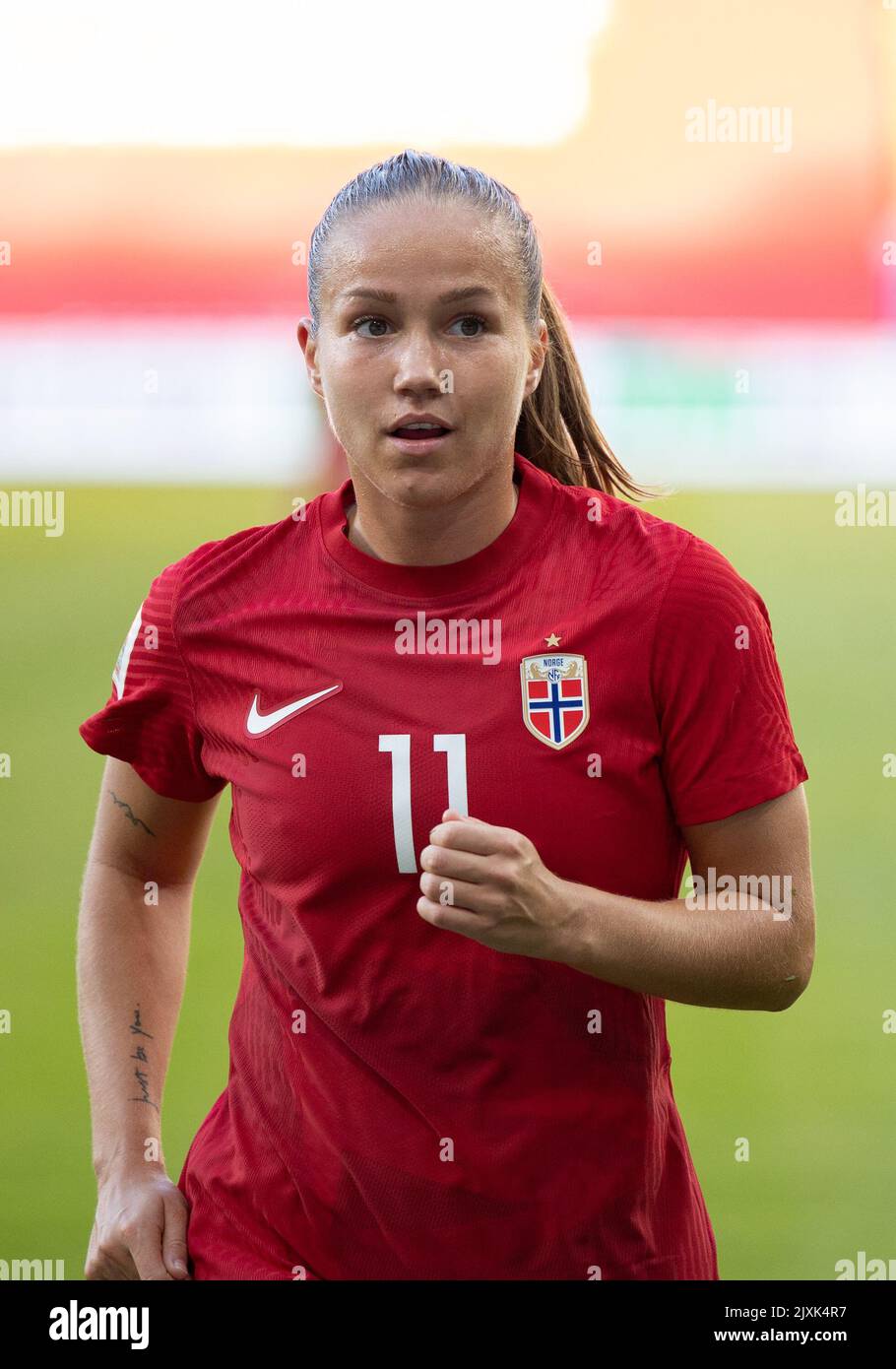 Oslo, Norway. 06th Sep, 2022. Oslo, Norway, September 6th 2022: Guro Reiten (11 Norway) at the World Cup Qualification game between Norway and Albania at Ullevaal Stadium in Oslo, Norway (Ane Frosaker/SPP) Credit: SPP Sport Press Photo. /Alamy Live News Stock Photo