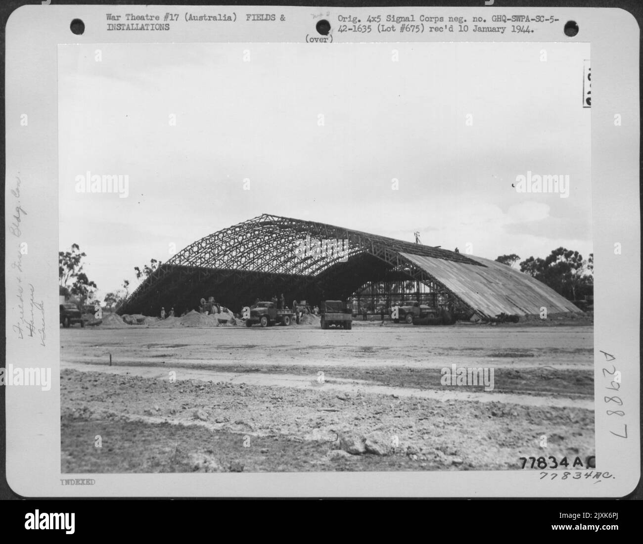 Repaired Hanger North end of repair hangar No. 6 of the 4th Air Depot at an airfield in ...