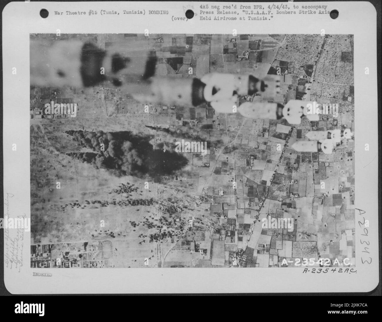 Tunis, Tunisia-American Air Forces bombs rained down on enemy aircraft ...