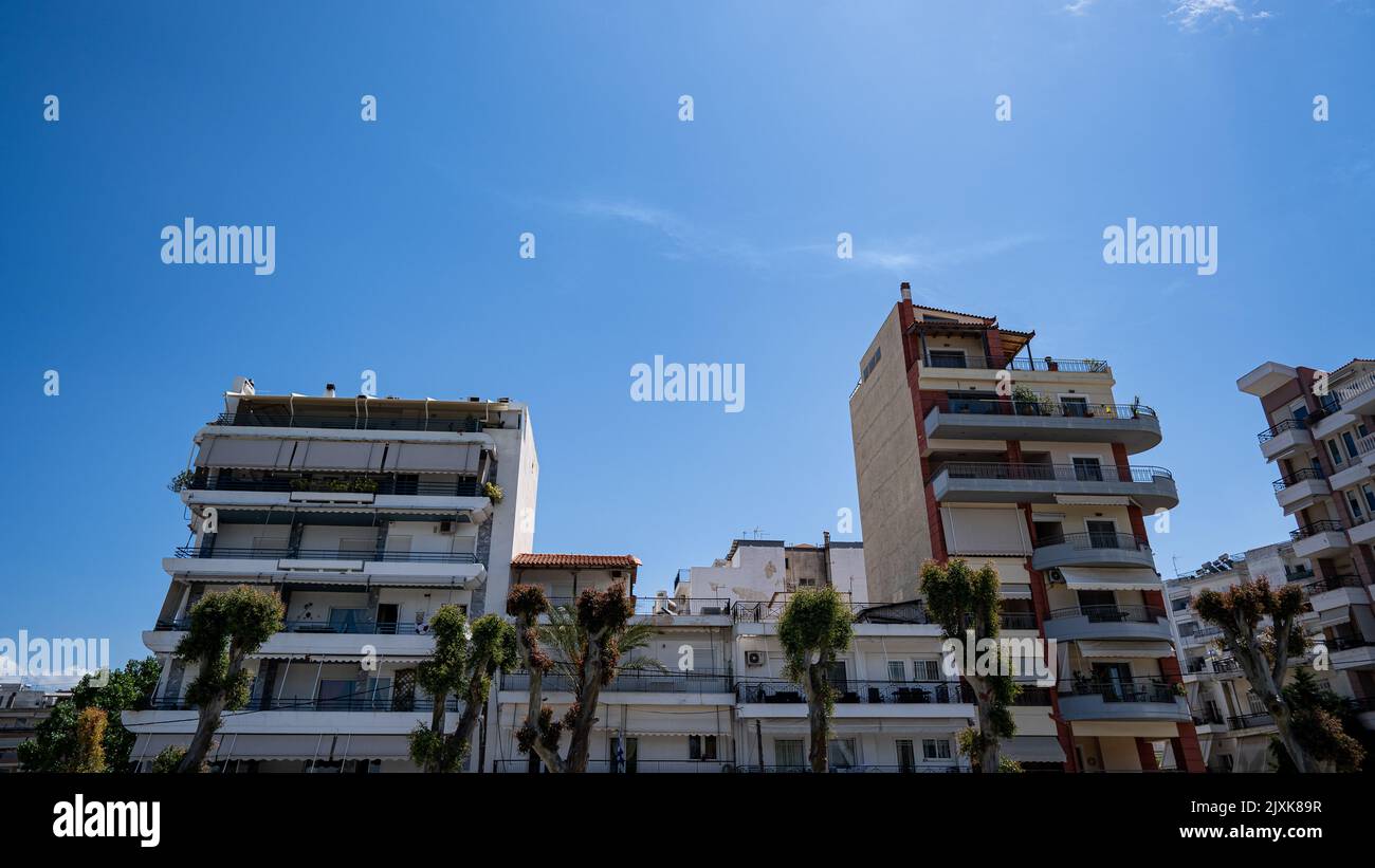 Typical apartment buildings in Chalkida, Greece Stock Photo Alamy